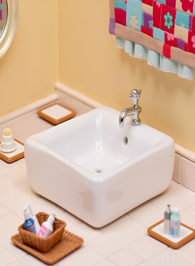 WaigN Dollhouse Wash Basin Wide Application Exquisite 1:12 Scale Doll House Furniture Sink for Entertainment Square, Furniture, Decorations - Image 2